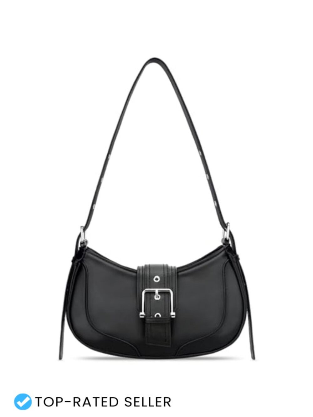 Retro Vegan Leather Shoulder Bag Adjustable Strap Y2K Hobo Purse
